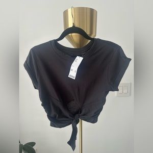 Urban Outfitters - black crop top with tie - size: S